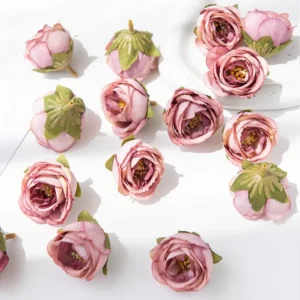 10Pcs Artificial Flowers for Wedding Home Decor Christmas Craft Wreaths Diy Scrapbooking Candy Box Silk Roses Bridal Accessories